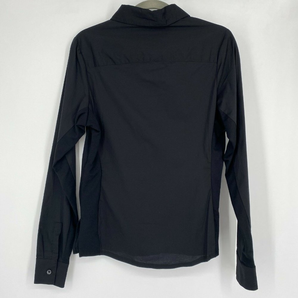Betabrand Mind The Gap Button Down Cotton Shirt Top Black Women's Size Medium - Picture 9 of 10